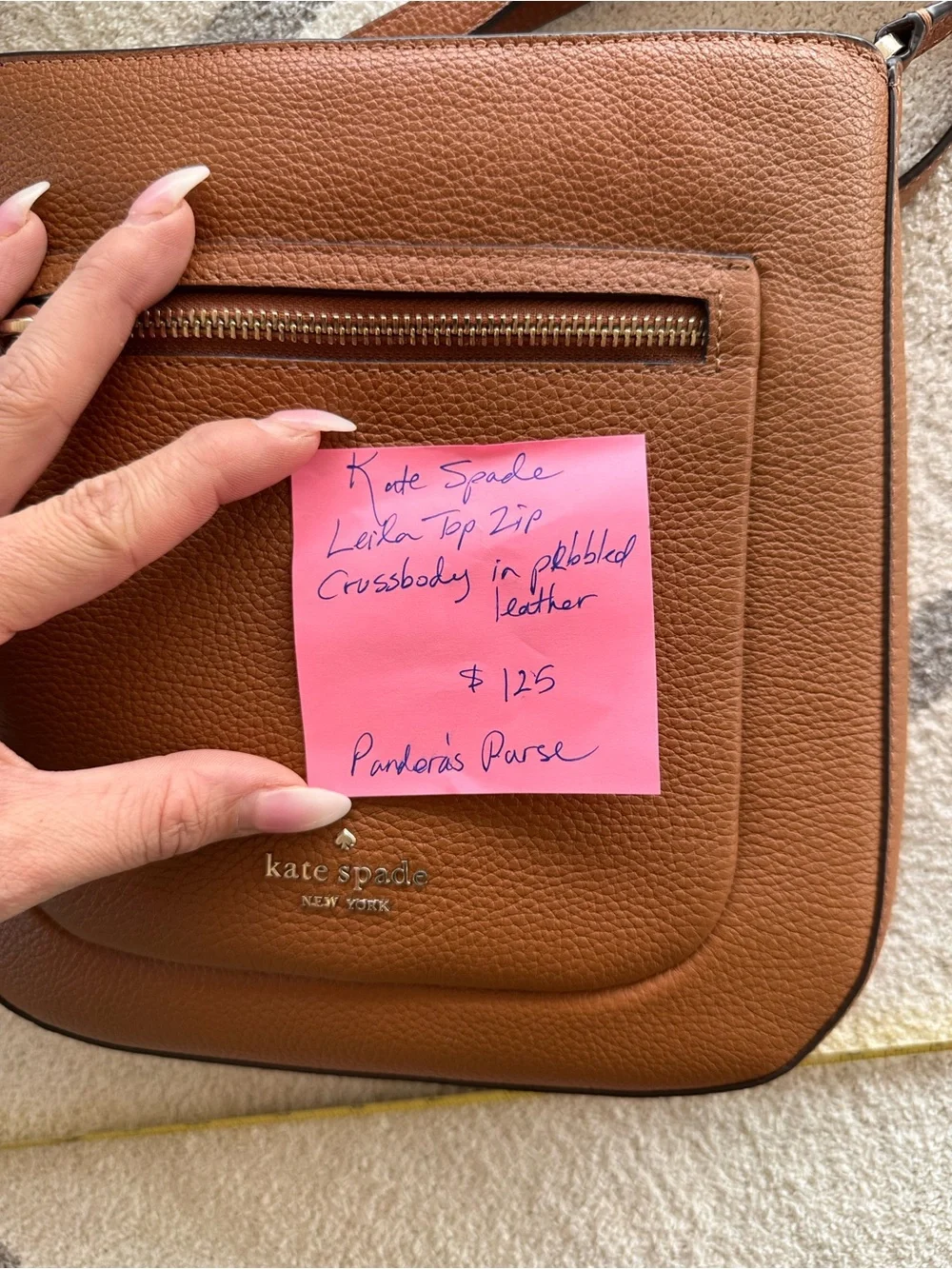 kate spade Pebbled Leather Crossbody — Cognac Brown